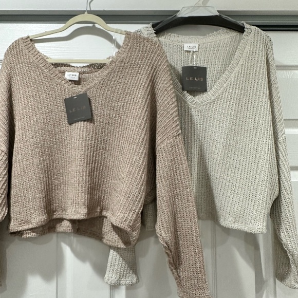 Tan Knitted Cropped Sweater NWT - Picture 4 of 4